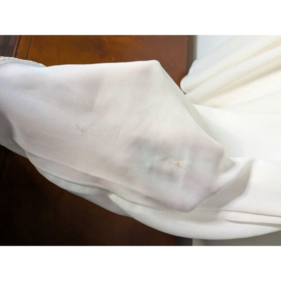 EXPRESS Gold Metallic Mini Dress Size 6 White Chiffon Skirt Cocktail Party Bride - Picture 3 of 7